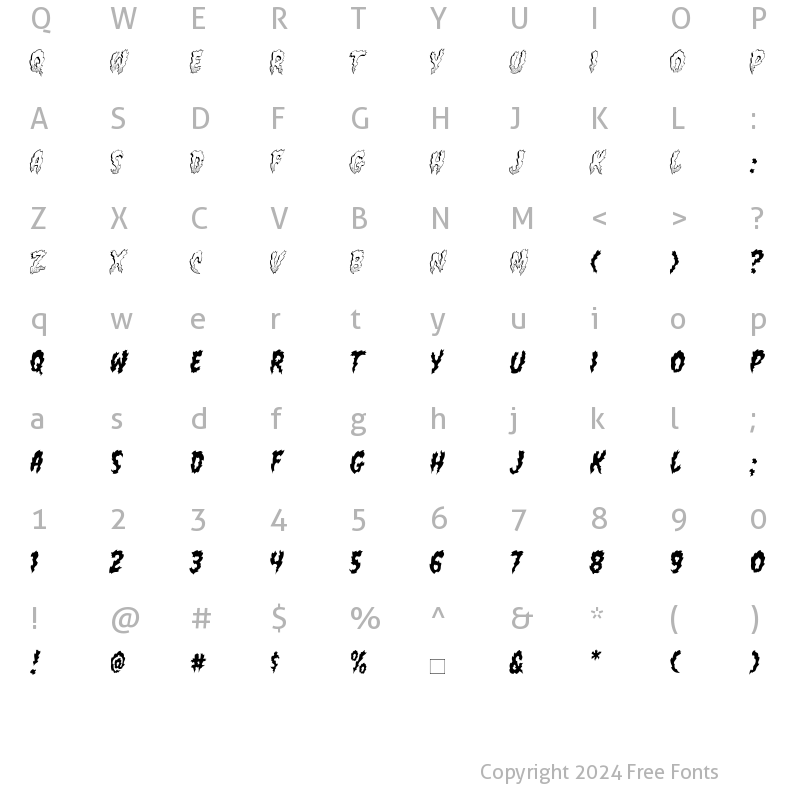 Character Map of CCFlameOn Roman