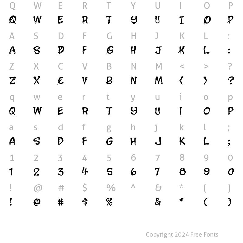 Character Map of CCGrimlyFiendish Regular