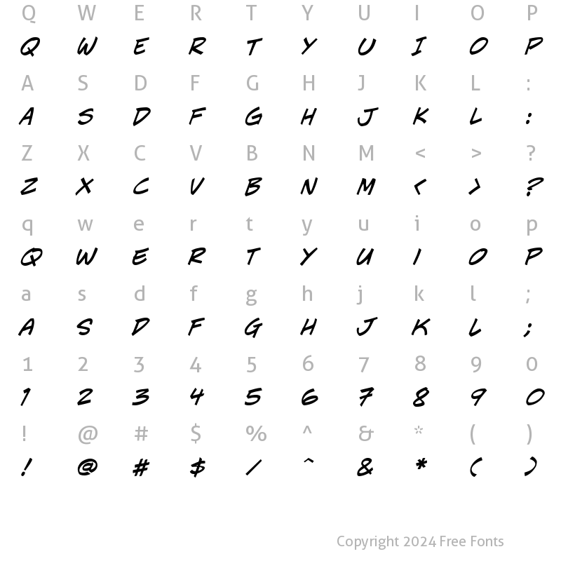 Character Map of CCJeffCampbell Italic