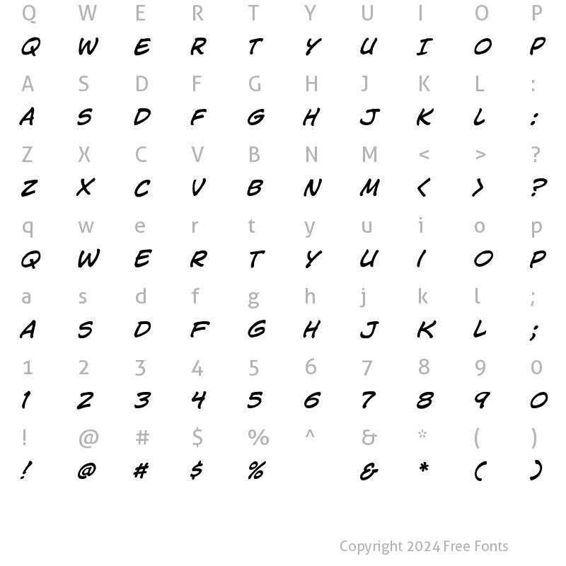 Character Map of CCJimLee Medium Italic