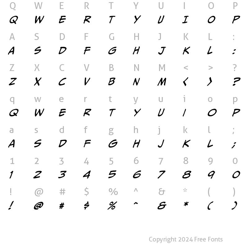 Character Map of CCMeanwhile Medium Italic