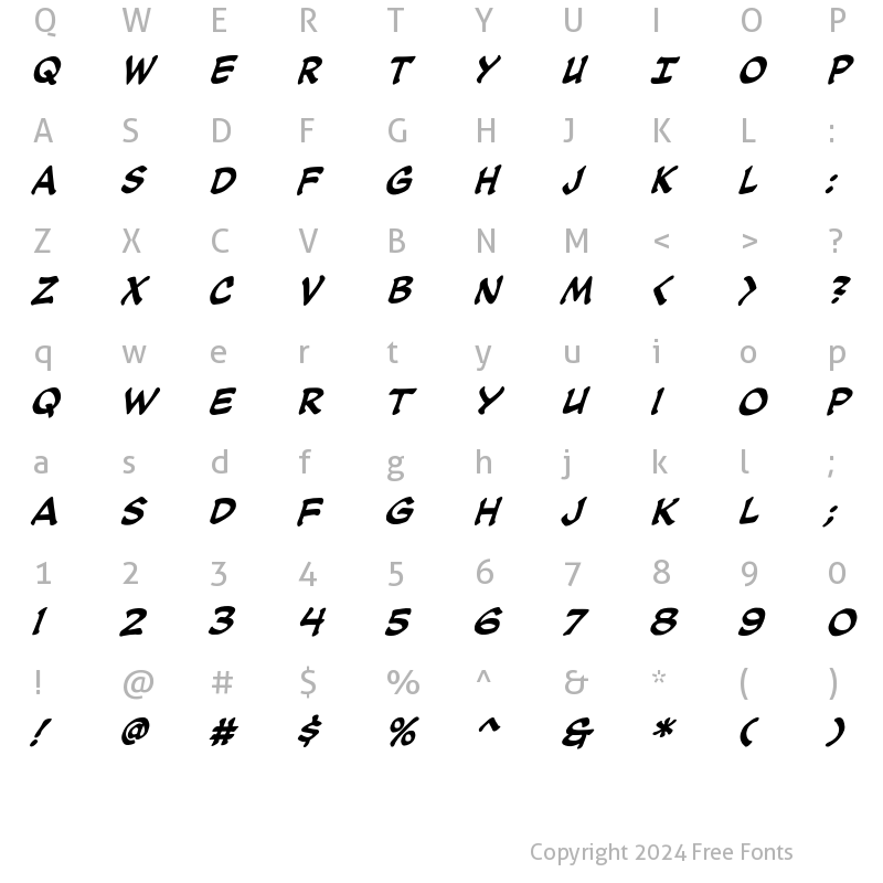 Character Map of CCSoothsayer Italic