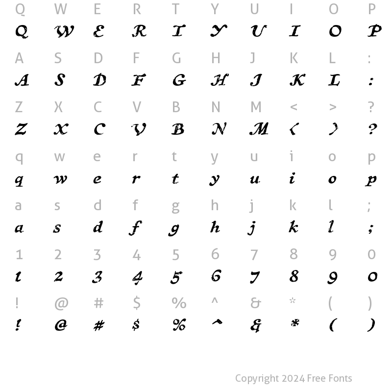 Character Map of CCTreasureTroveAged Italic