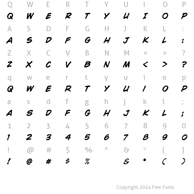 Character Map of CCWildWords Bold Italic