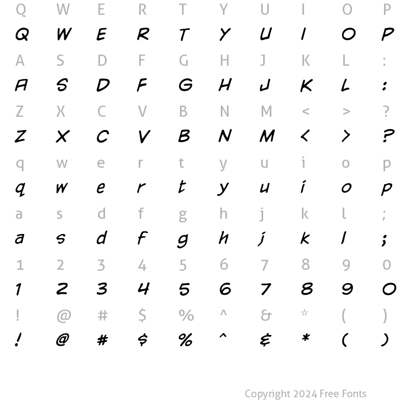 Character Map of CCYadaYadaYadaInt Medium Italic