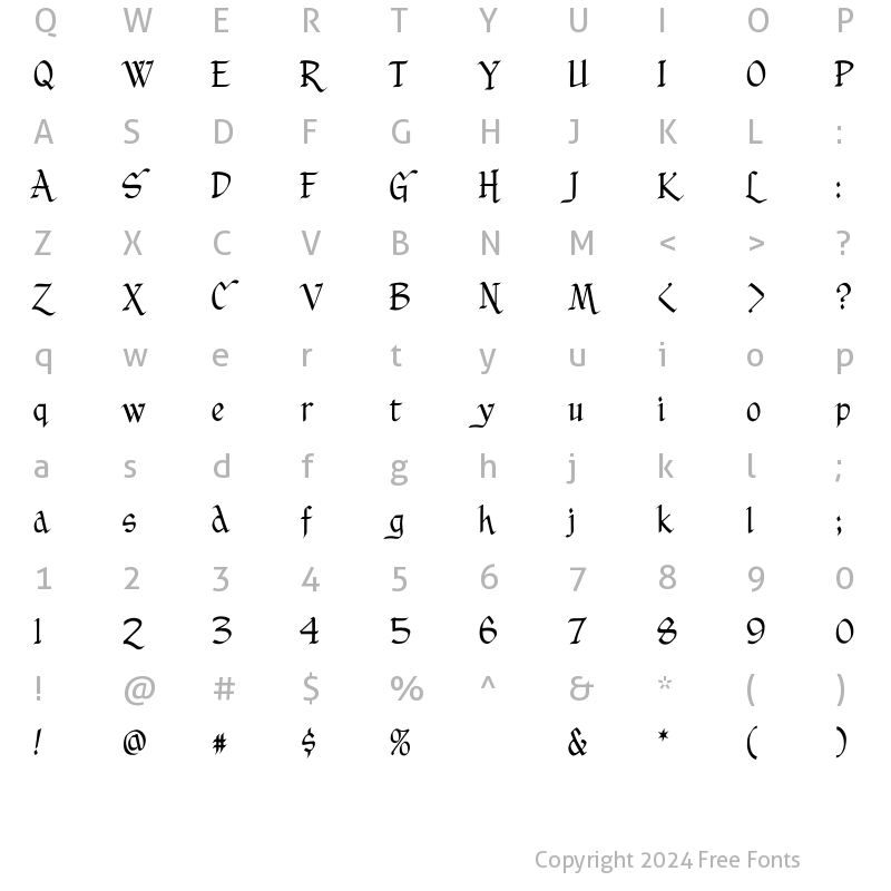 Character Map of CCYuletideLog Medium