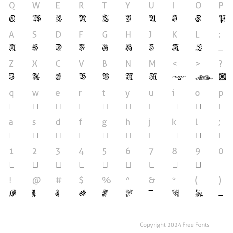 Character Map of Celebration Regular