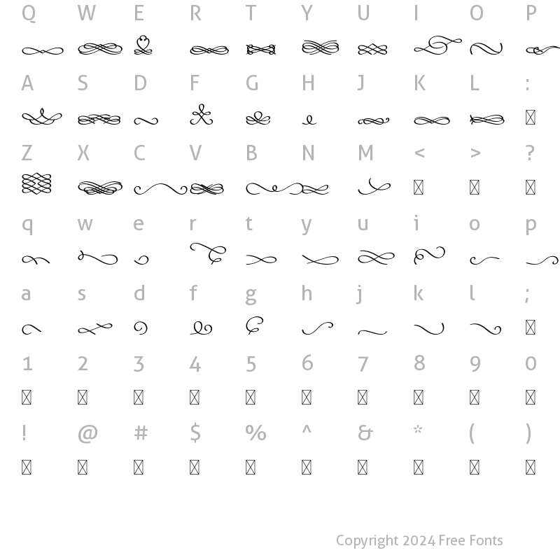 Character Map of Celestar Swashes