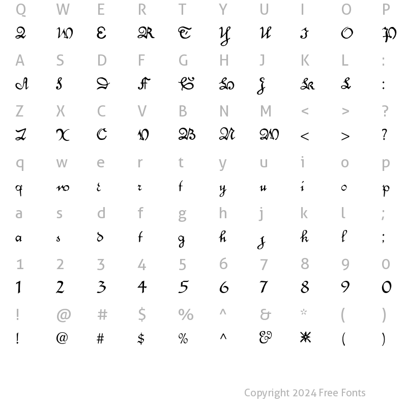 Character Map of Celeste Regular