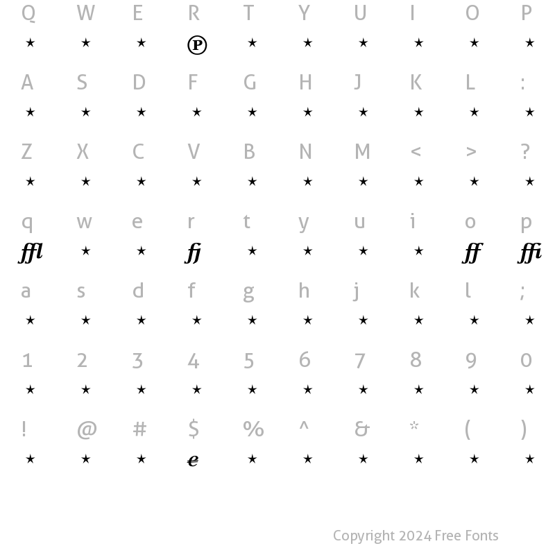 Character Map of CelesteST Expert Bold Italic