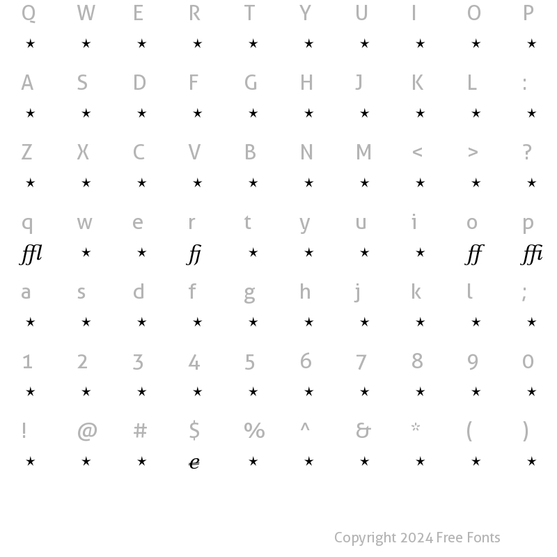 Character Map of CelesteST Expert Italic