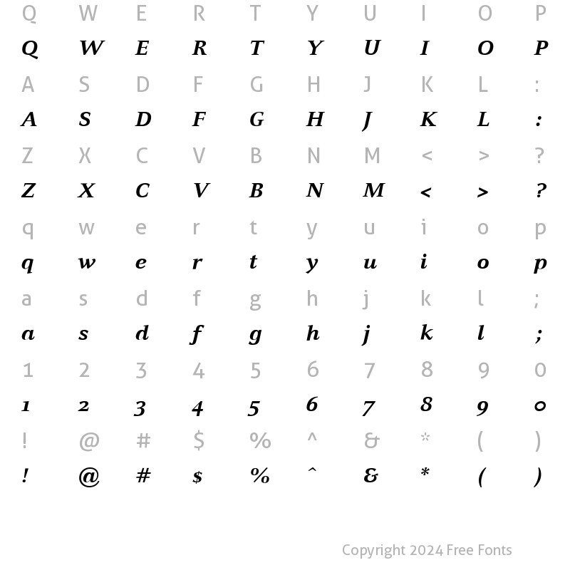 Character Map of CelesteST ItalicBold