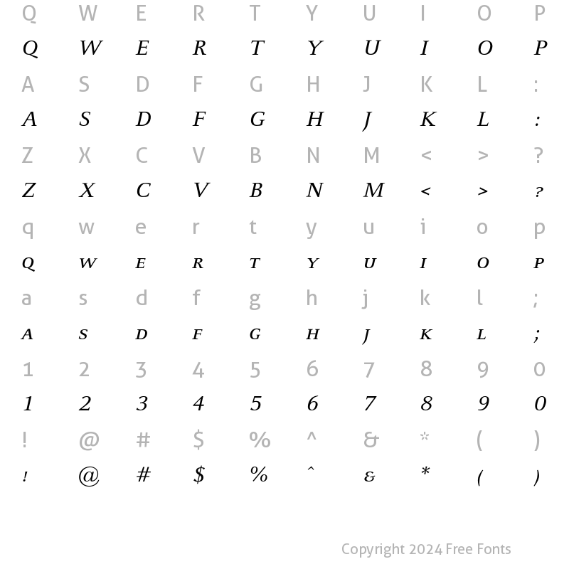 Character Map of CelesteST SC Italic