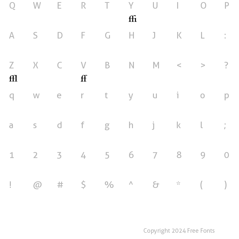 Character Map of Celestia Antiqua Semibold