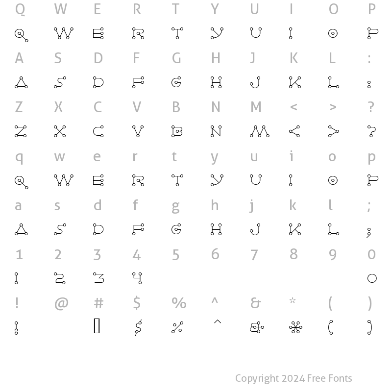 Character Map of Celestial Alphabet Trial Version