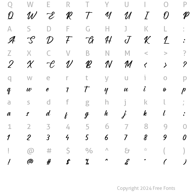 Character Map of Celistyne Regular