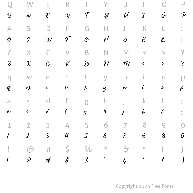 Character Map of Celline Fram Regular