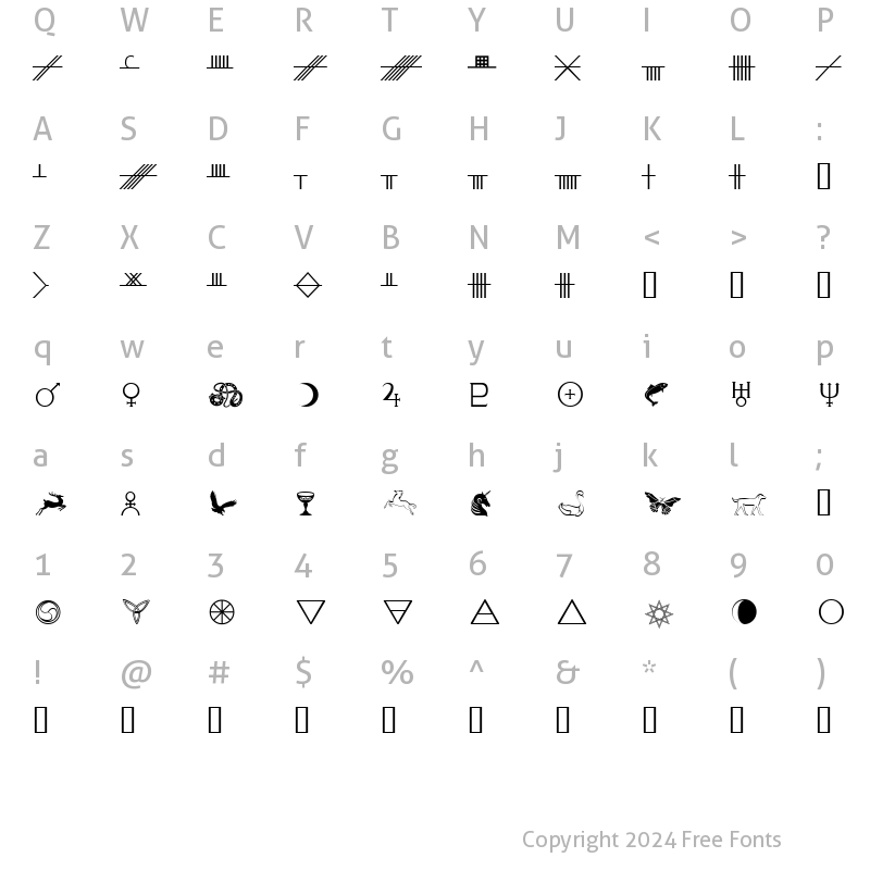 Character Map of Celtic Astrologer Regular