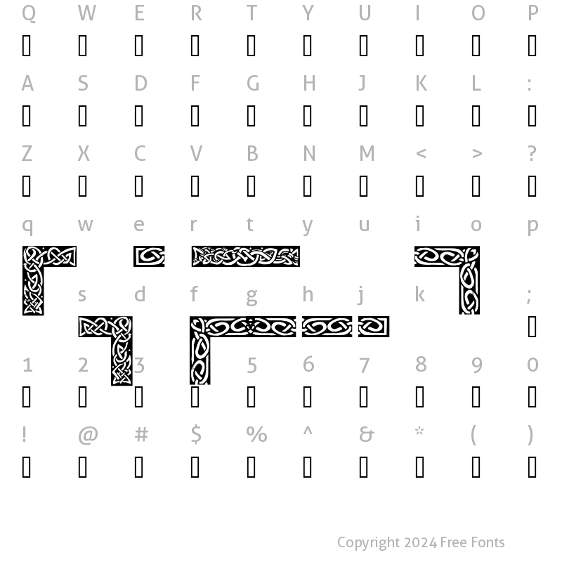 Character Map of Celtic Borders Regular