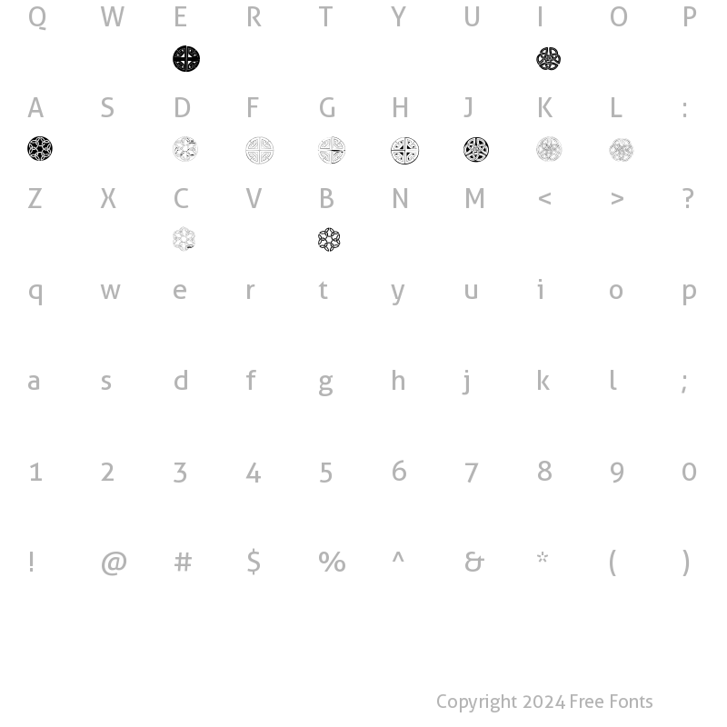 Character Map of Celtic Circledings Regular