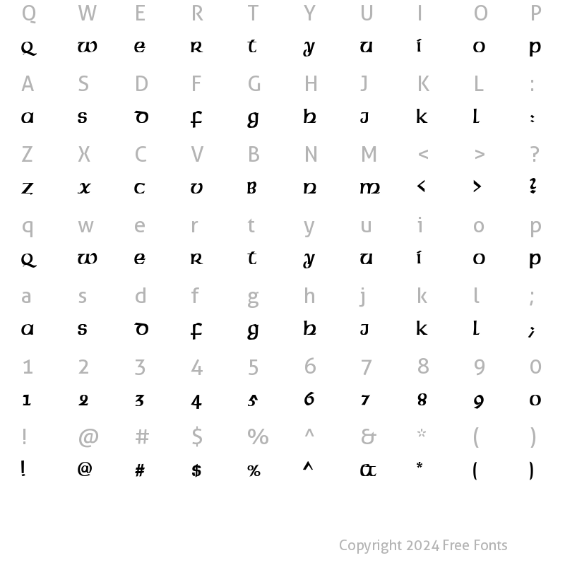 Character Map of Celtic-Condensed Bold