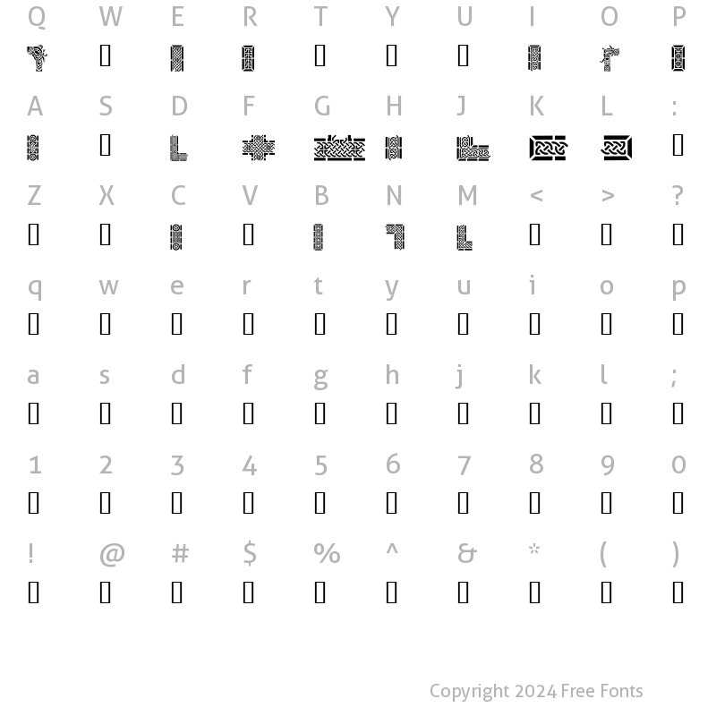 Character Map of Celtic Designs I Regular