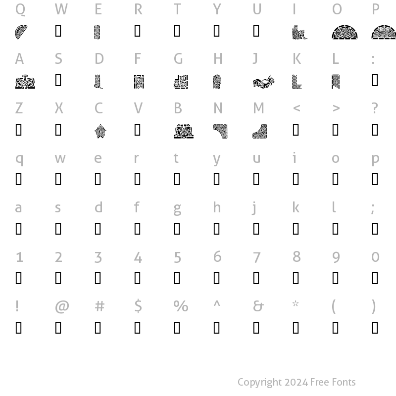Character Map of Celtic Designs II Regular