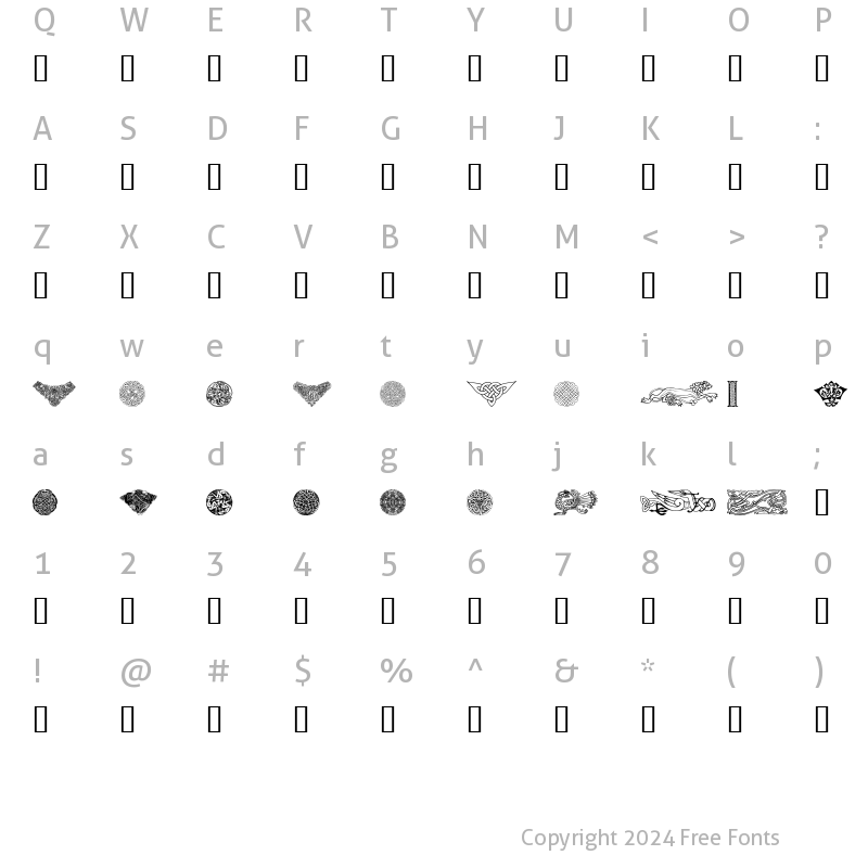 Character Map of Celtic Elements II Regular