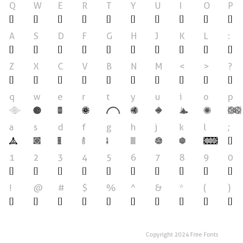 Character Map of Celtic Elements III Regular