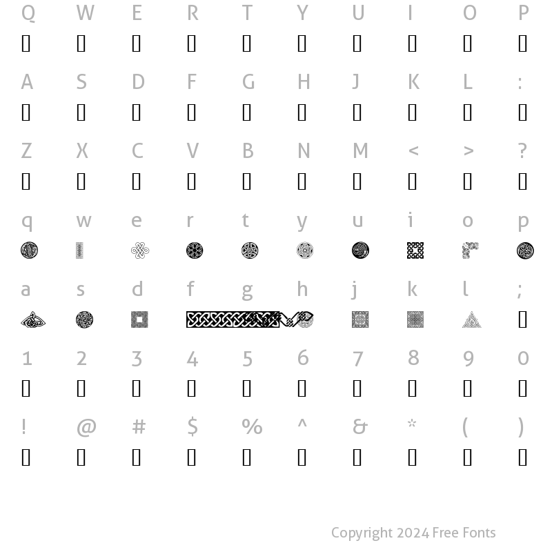 Character Map of Celtic Elements IV Regular