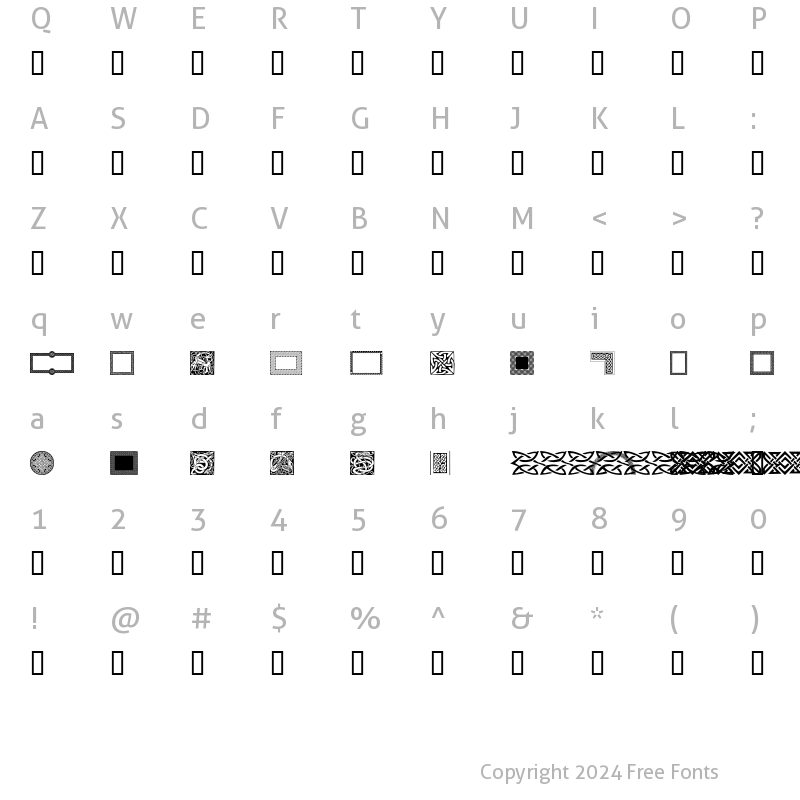 Character Map of Celtic Elements Regular