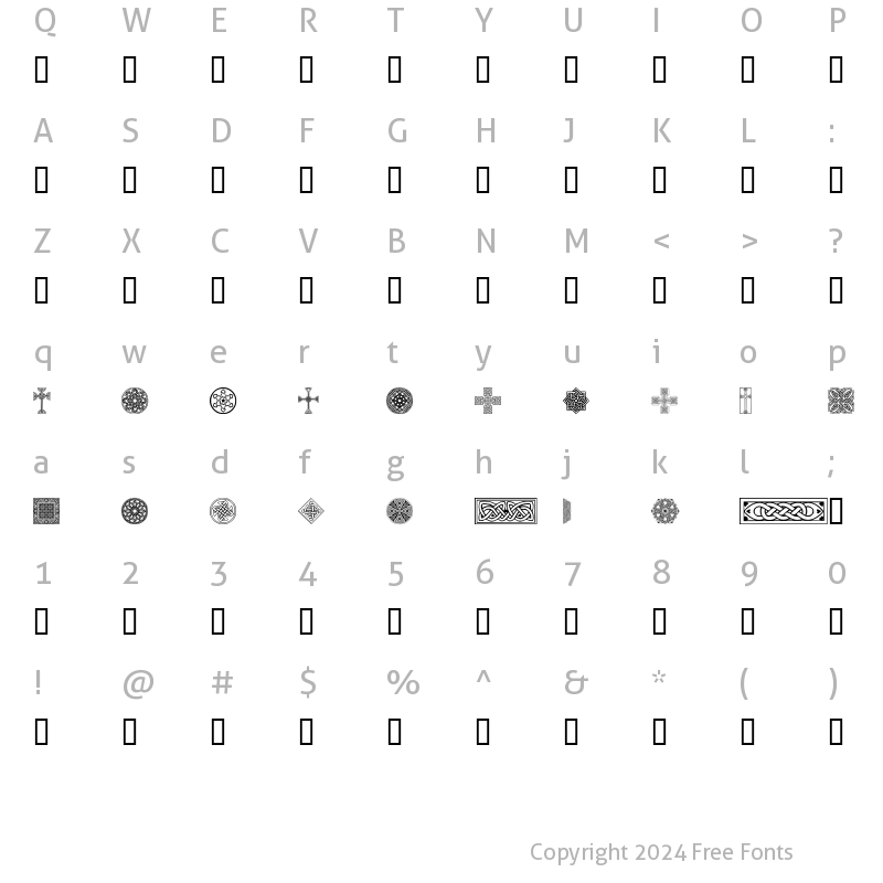 Character Map of Celtic Elements V Regular