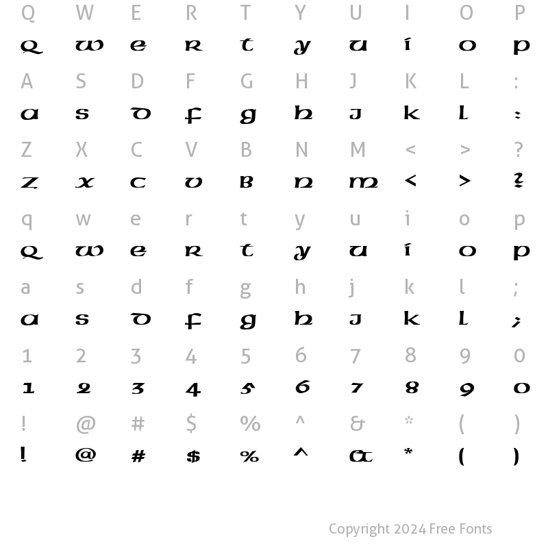 Character Map of Celtic-Extended Bold