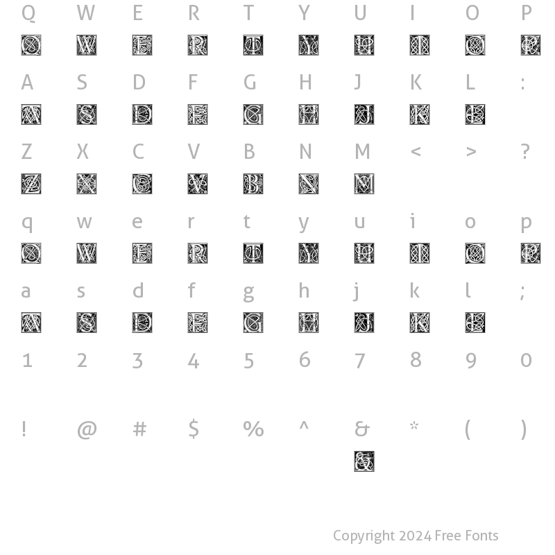 Character Map of CelticEels Regular