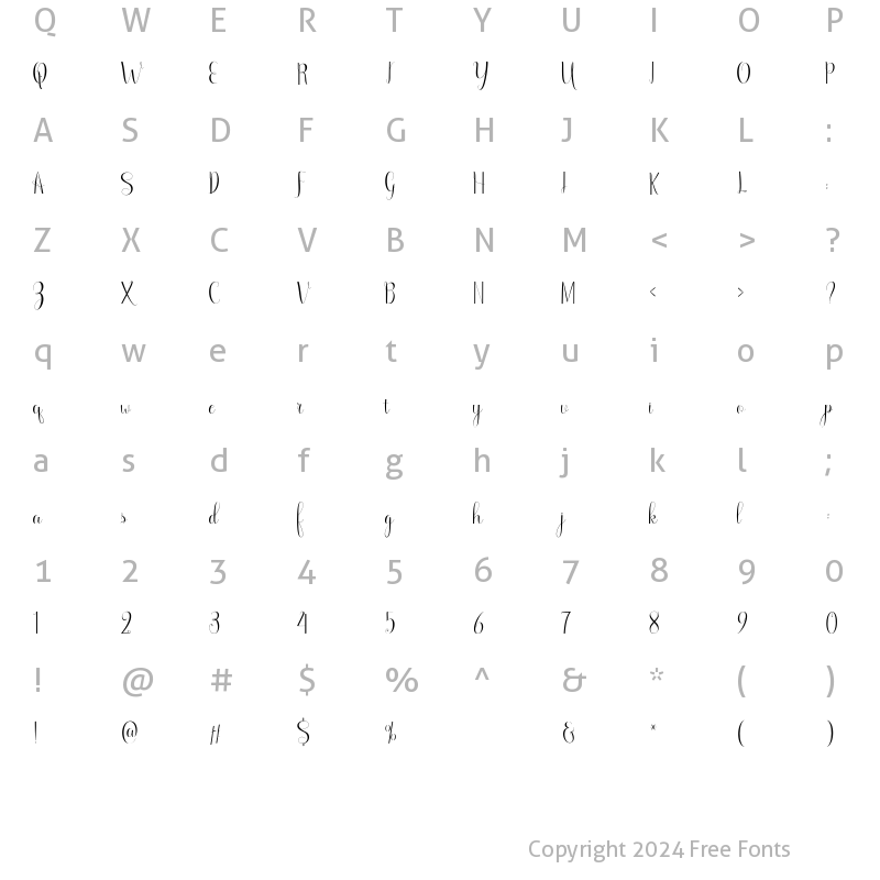 Character Map of Celvin 1 Regular