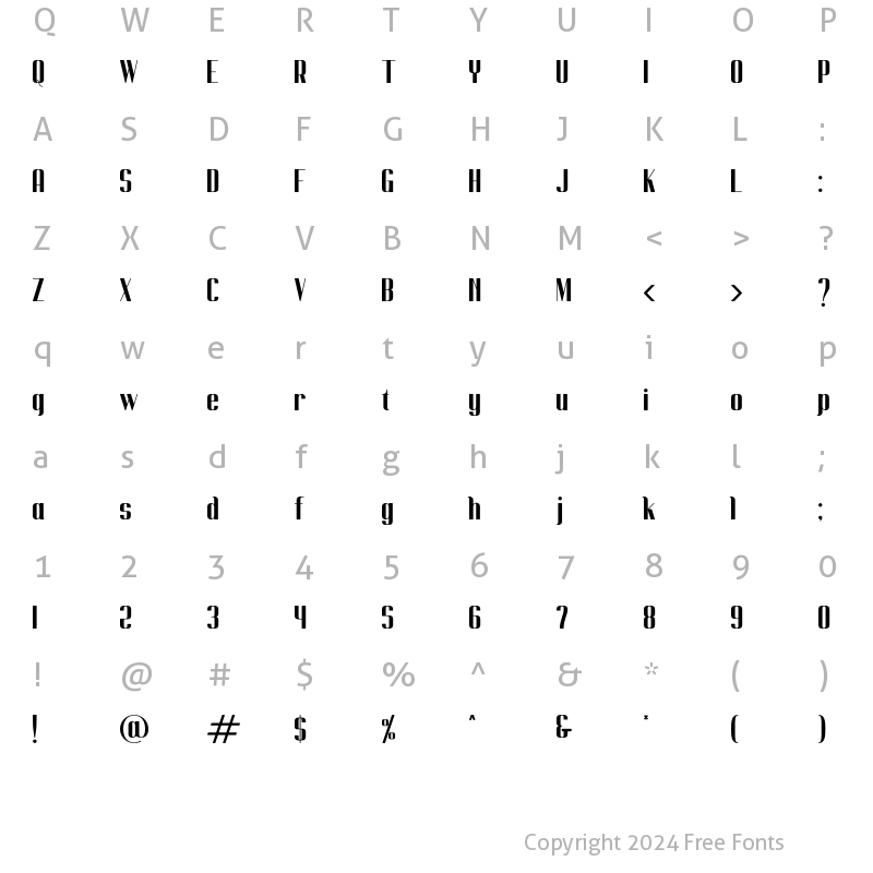 Character Map of Cempe west Regular