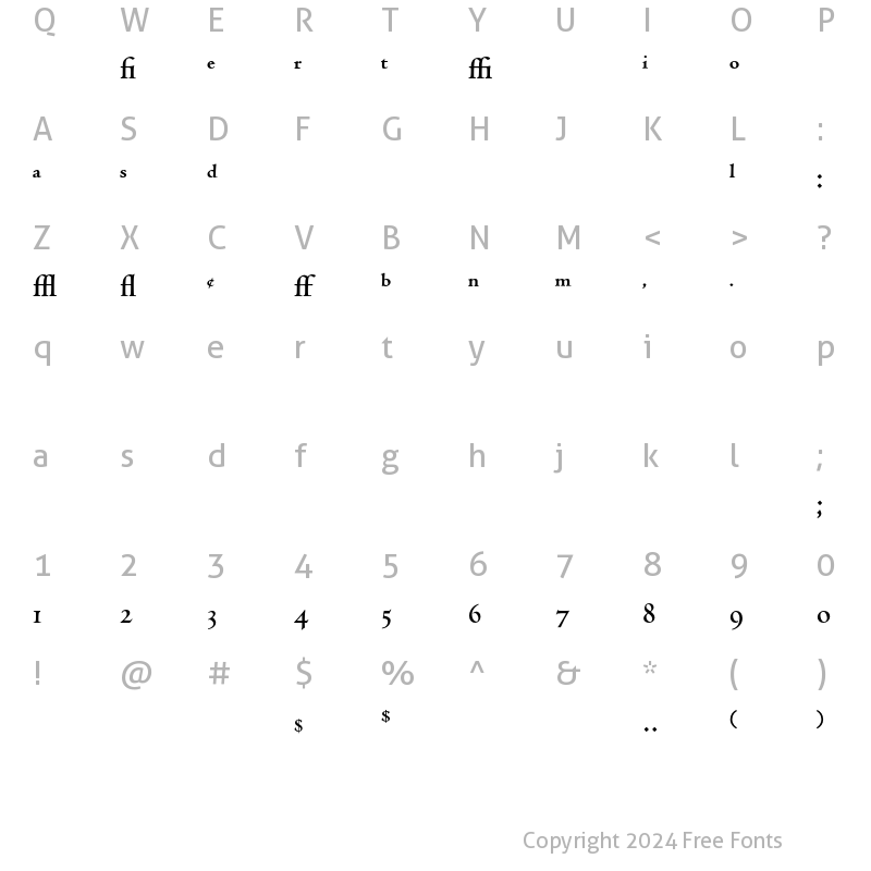 Character Map of Centaur MT Expert Bold