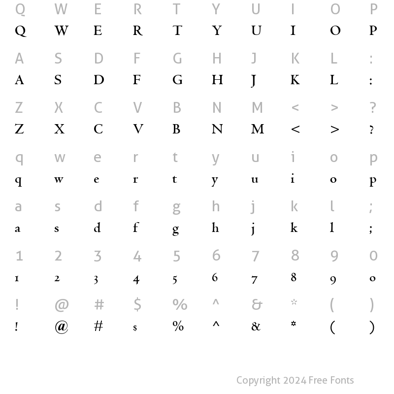 Character Map of CentaurMTOldstyleFigures Bold