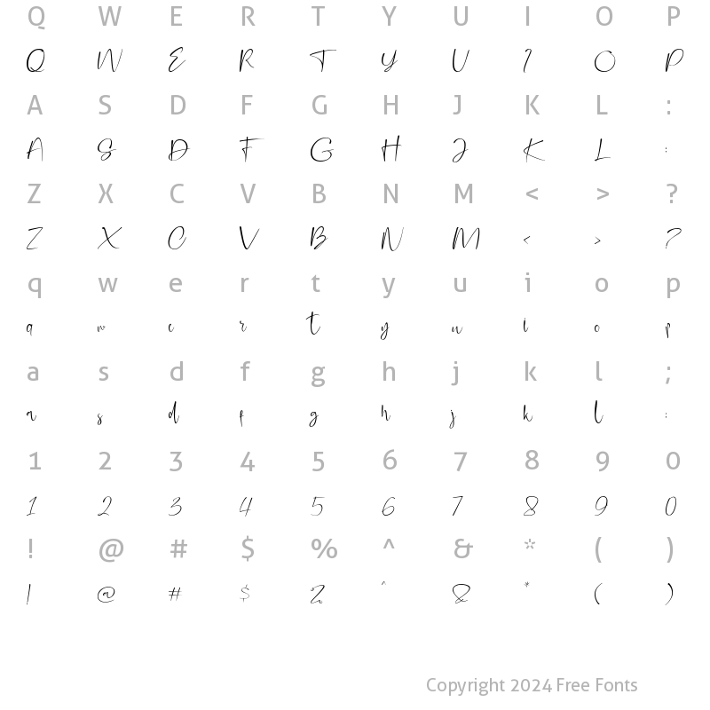 Character Map of Centhiny Regular