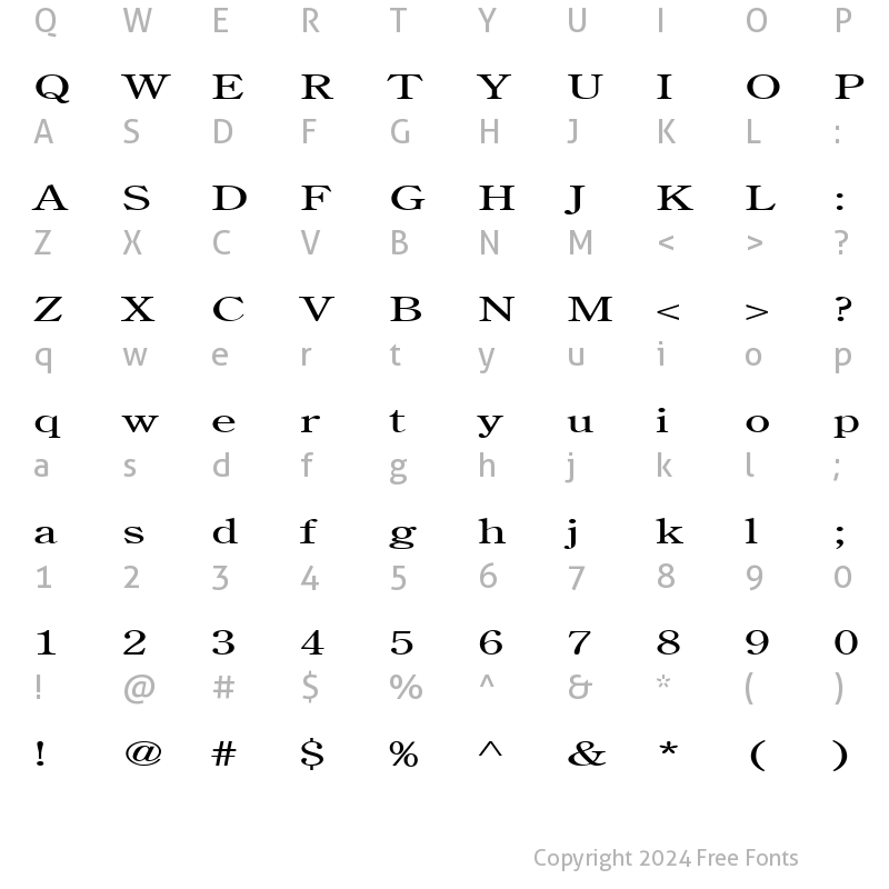 Character Map of Cento Extended Normal