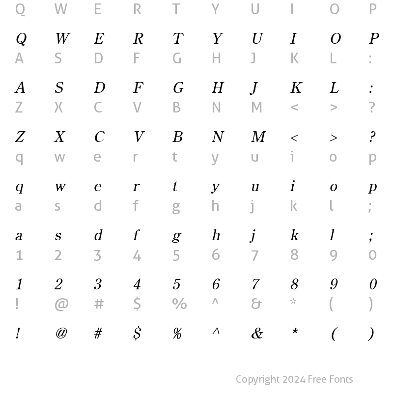 Character Map of Cento Italic