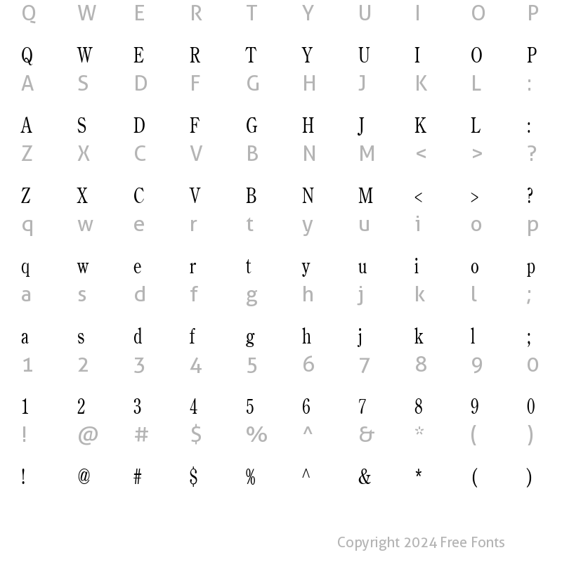 Character Map of Cento Thin Normal