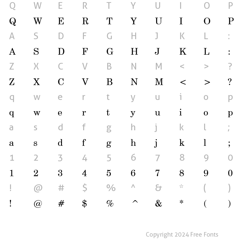 Character Map of CentSchbkCyrill BT Roman