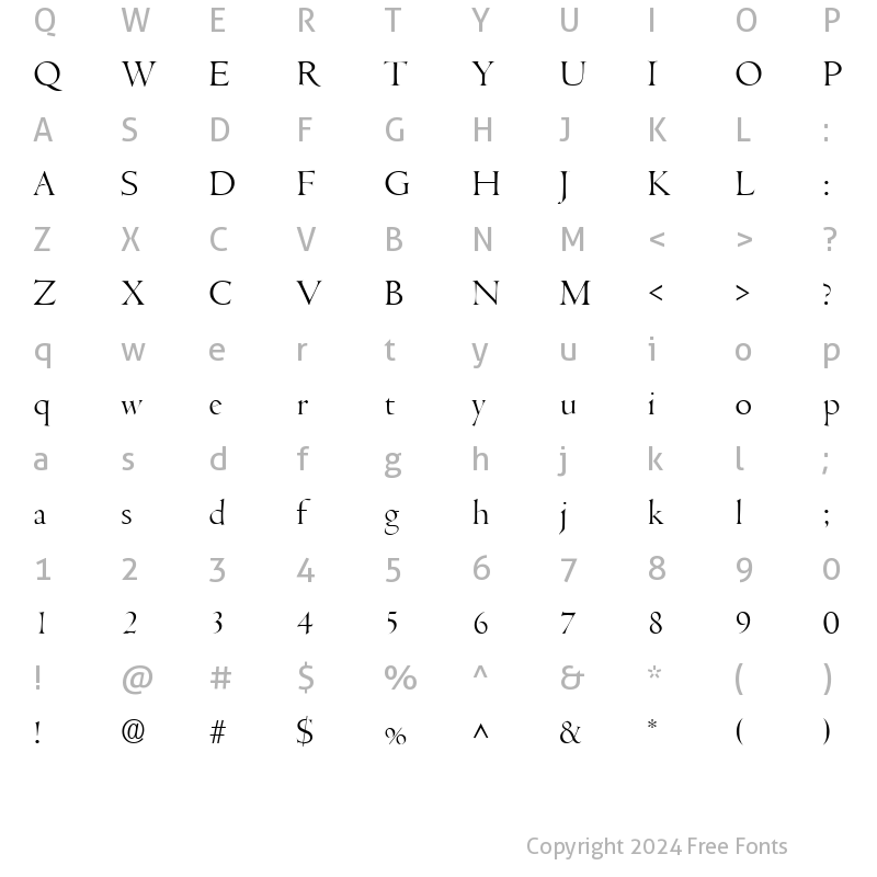 Character Map of Centurion Light SF Regular