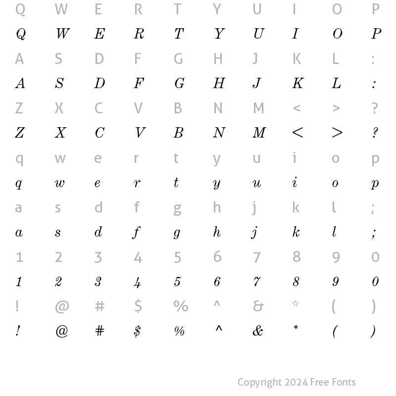 Character Map of Century ATF BQ Regular