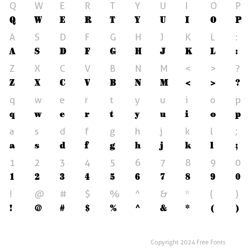 Character Map of Century Black Condensed SSi Black Condensed
