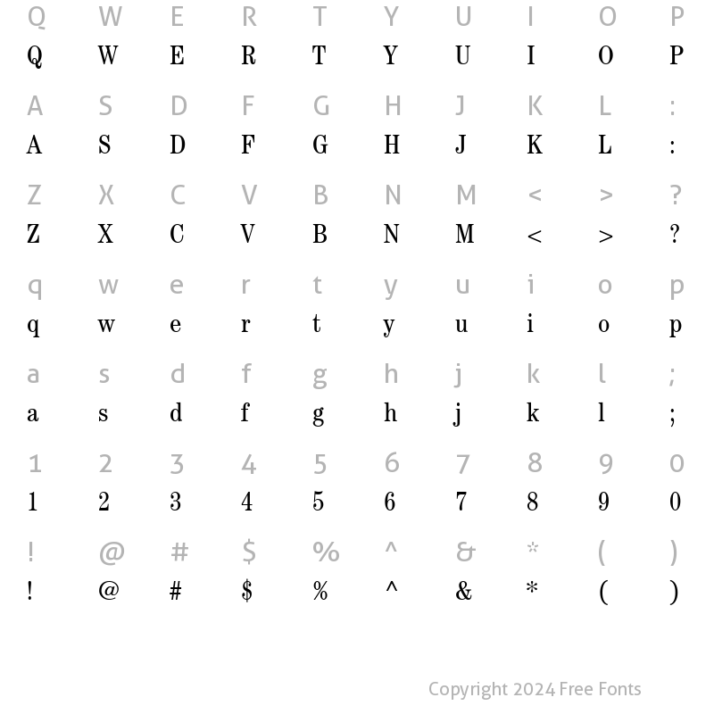 Character Map of Century Condensed SSi Condensed