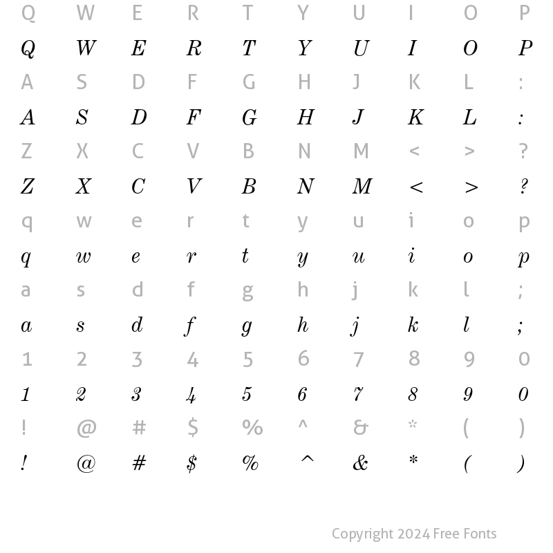 Character Map of Century Expanded Italic