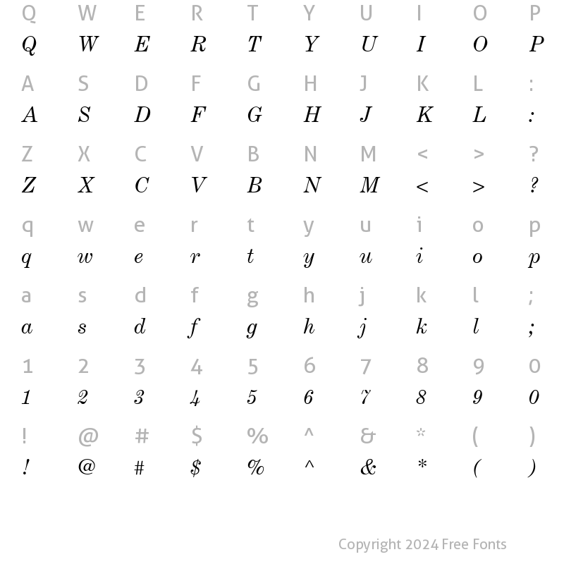 Character Map of Century-Expanded RomanItalic