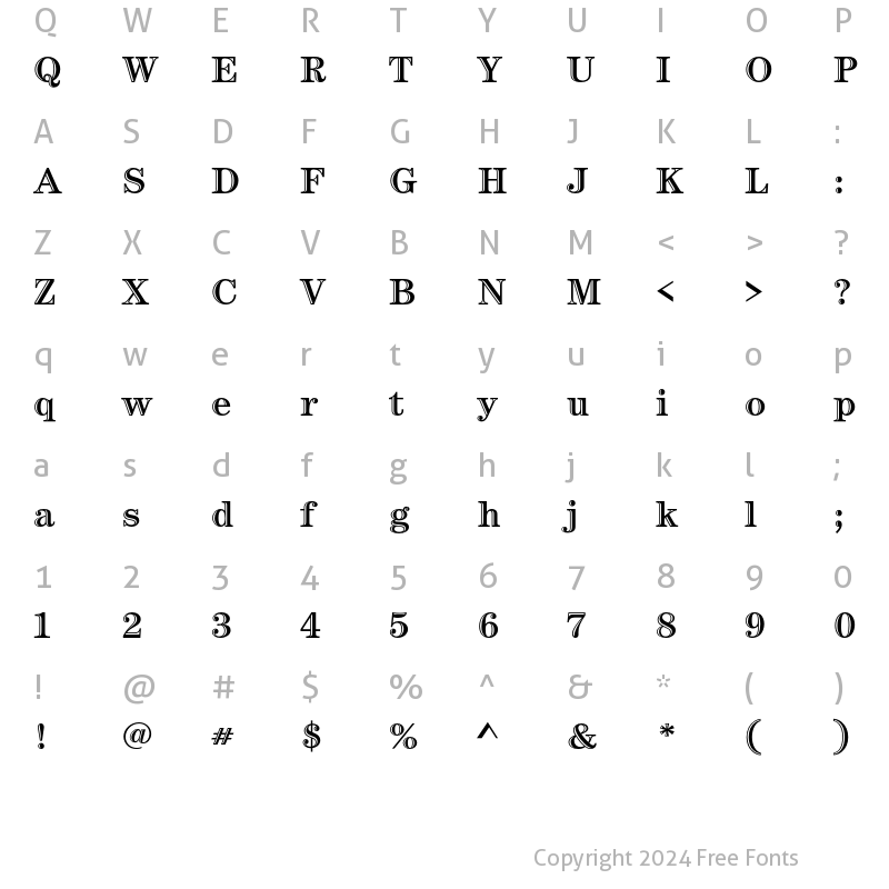 Character Map of Century Handtooled ITC Std Regular